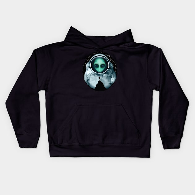 Giant Alien Astronaut Kids Hoodie by TMBTM